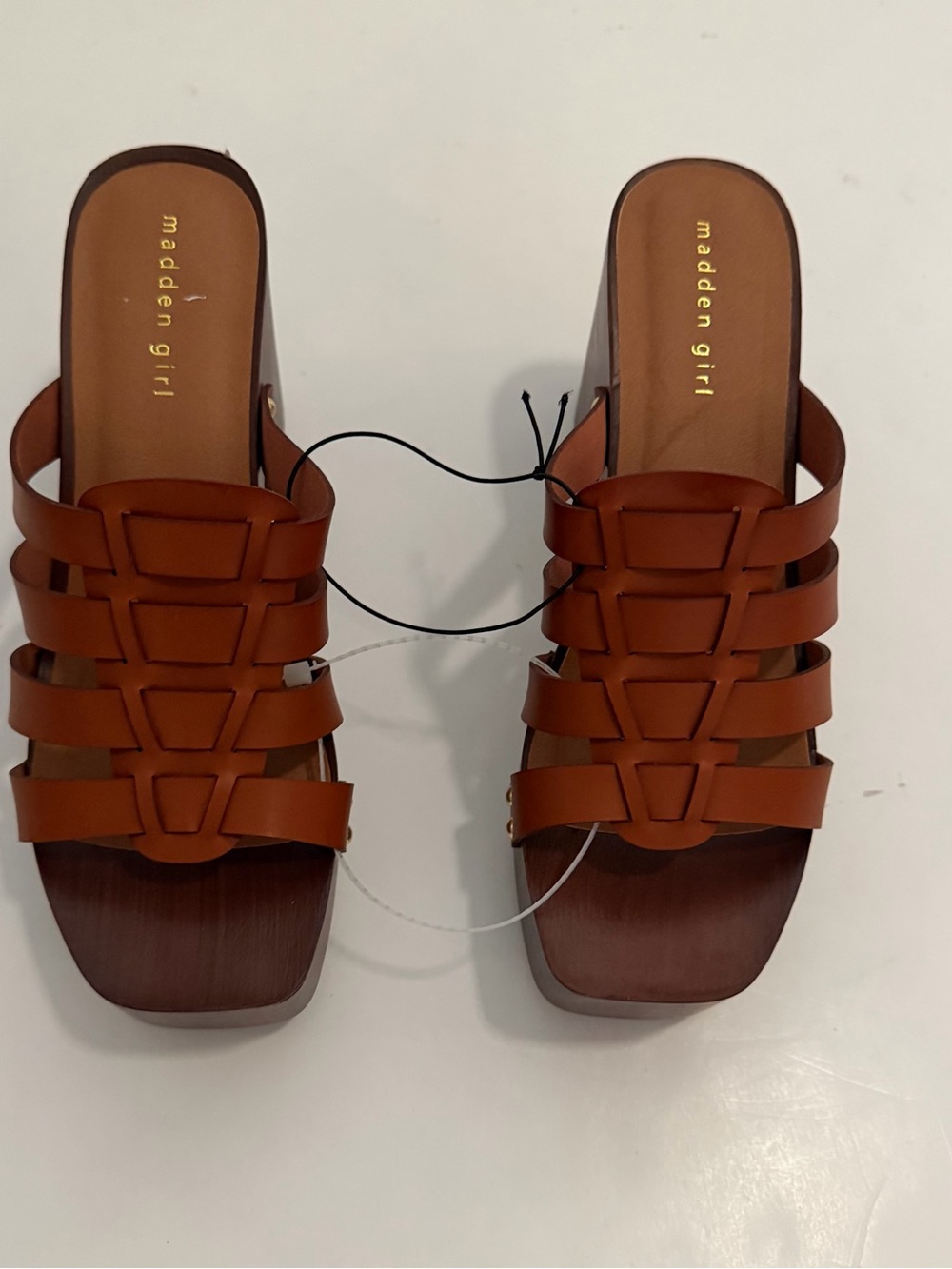 Madden Girl Women’s Brown Strappy Slide Mules Sandals